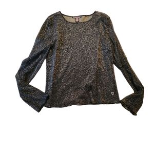 Victoria's Secret Women's Metallic Long-Sleeve See Through Shirt Size XS D23